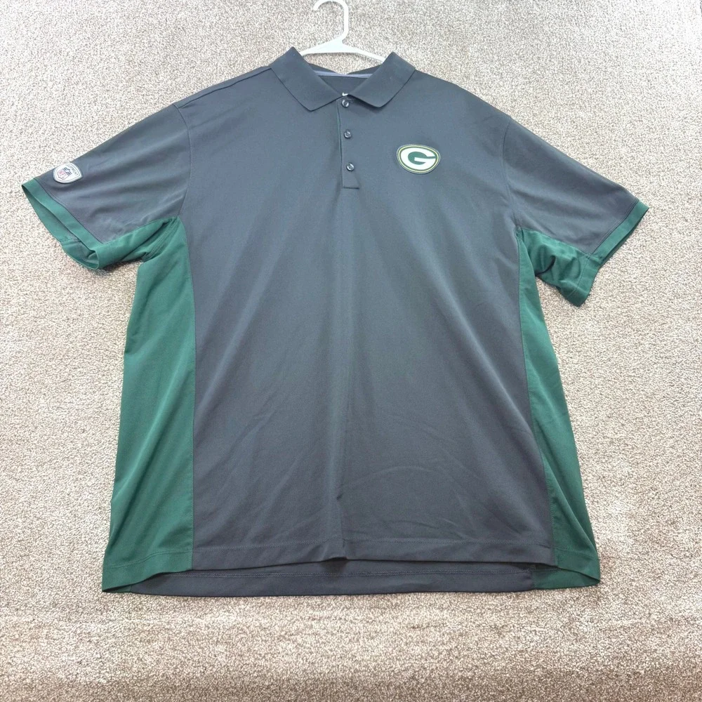 Nike NFL Equipment Green Bay Packers Dri-FIT Training Polo Mens XXL Grey Green